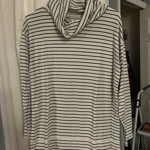 Liz Claiborne Black and White Striped Cowl Neck Top